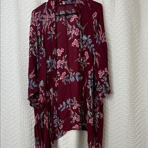 Patrons of Peace Burgundy Floral Kimono
